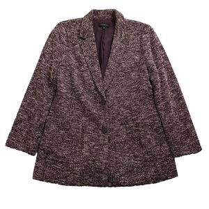 Talbots Women 12 Purple Tweed Single Breasted Blazer Two Button Lined Jacket